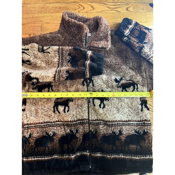 Awesome 90s Mazmania Fleece XS Moose Crossing Brown White(Fits a bit Larger) - Picture 6 of 14